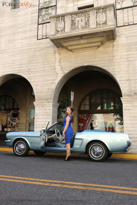 Brunette babe with a trimmed vagina Lena Paul riding her driver's penis - #241494