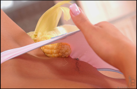 Hungarian nympho Sheila Grant rams a corn in her pierced twat & tight behind - #127892