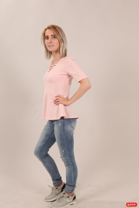 Petite German Lia Louise riding and blowing a monster white penis - #229090