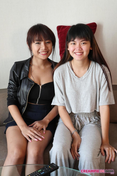 Skinny asian amateurs Sprite and Mon strip and pose undressed together - #168753
