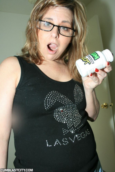 Horny fatty in glasses gives POV bj and gets her face drenched in cum - #34396