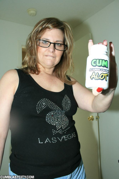 Horny fatty in glasses gives POV bj and gets her face drenched in cum - #34397