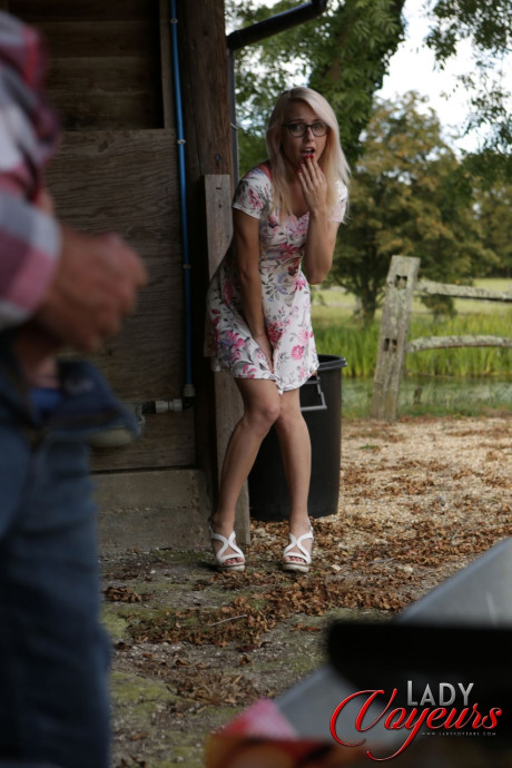 Farmer's ex-wife Chloe Toy teases her wanking man in sweet underwear in the barn - #99745