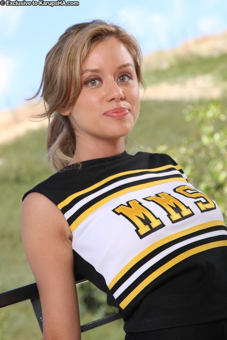 Charming cheerleader Summer strips on the balcony and flaunts her fantastic body - #42656