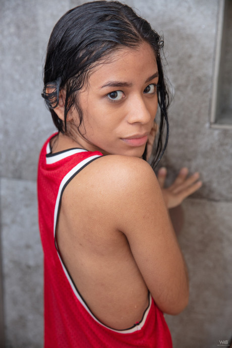 Charming hispanic young Karin Torres toying her irresistible pussy in the shower - #4863