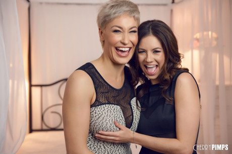 Brunette cutie Shyla Jennings flashes her hot undies and poses with an MILF