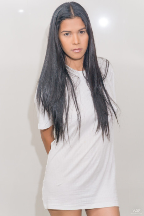 Cute hispanic Kendra Roll exposes her charming boobies and toys her muff in the shower - #233502