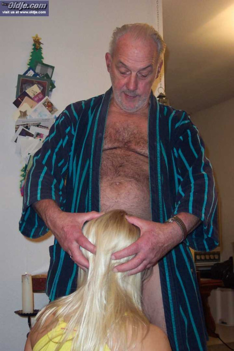Blonde babe with nice boobies Gina yellow-haired gets fucked by an old grandad - #150900