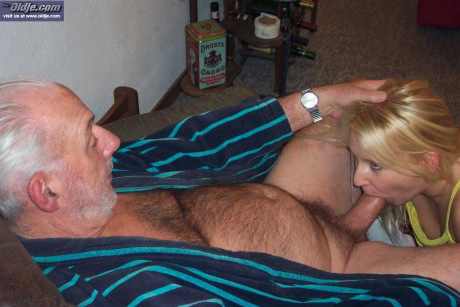 Blonde babe with nice boobies Gina yellow-haired gets fucked by an old grandad - #150901