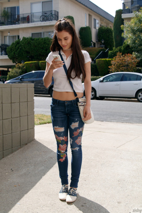 Sexy busty amateur teen Lana Rhoades flashes her hot booty in a public store #11181