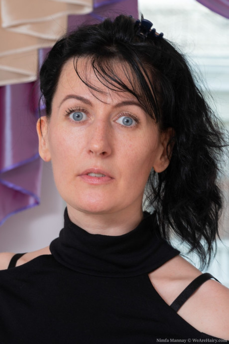 Hot old brunette Nimfa Mannay unveils & flaunts her very silky twat - #211000