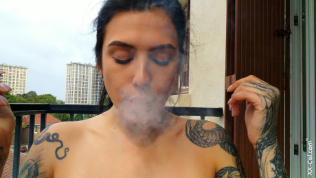 Amateur babe Evgenia Talanina showing off her sweet tattoos & gigantic tits - #23466