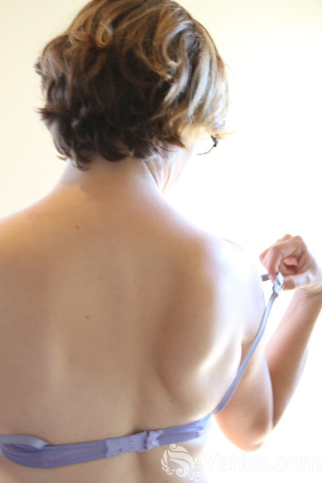 Pale sweety with short hair Immie shows her ravishing little boobs & bushy bush - #51150