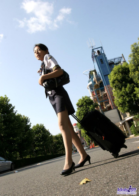 Japanese flight attendant Shiho disrobes to thong lingerie after an excursion - #52622