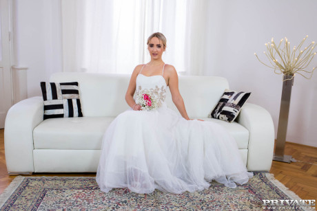 Blondie bride Anna Khara has sex with the groom and a photographer at once