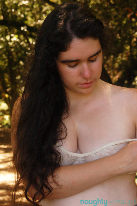 Geeky amateur teen Lucy Haze strips at the park and shows her hairy body - #248172