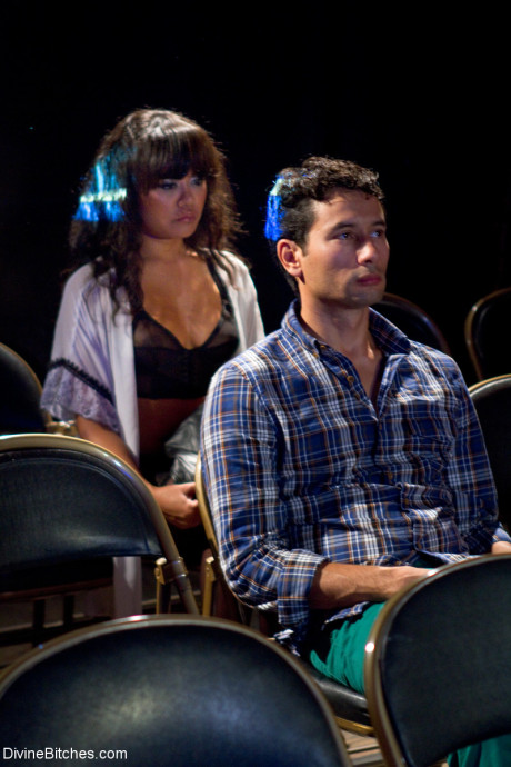Hot oriental Annie Cruz kidnaps a delusional boy bf stud in an empty porn theater - #9510