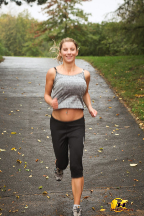 Athletic amateur Katerina Hartlova unleashes her massive boobs on a playground - #117058