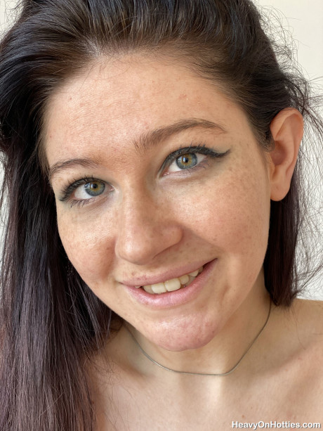 Brunette amateur Meraki removes her denim dress and flaunts her fakes - #162042