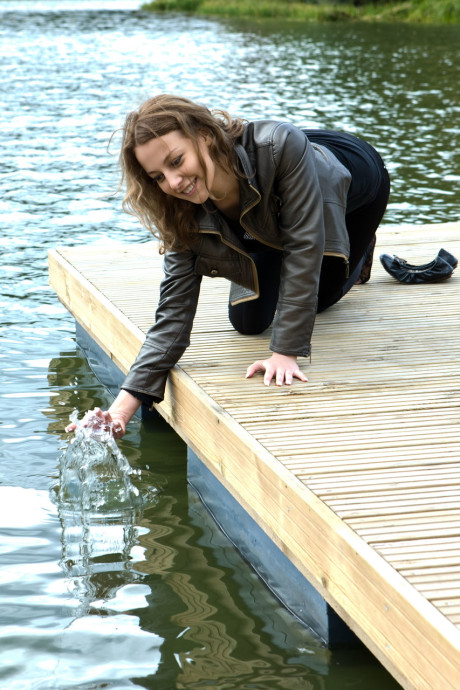 Slim teen Nikia A opens her long legs to show her lovely muff with a watermelon - #195975