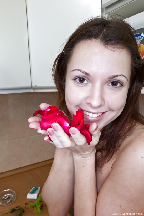 Lusty babe with bushy slit stripping and licking her nipples - #256168