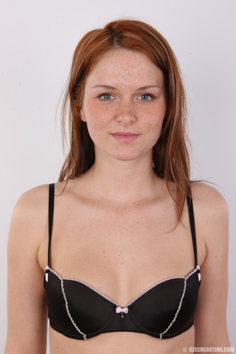 Freckled redhead Adela takes off all her clothes for the very first time - #48734