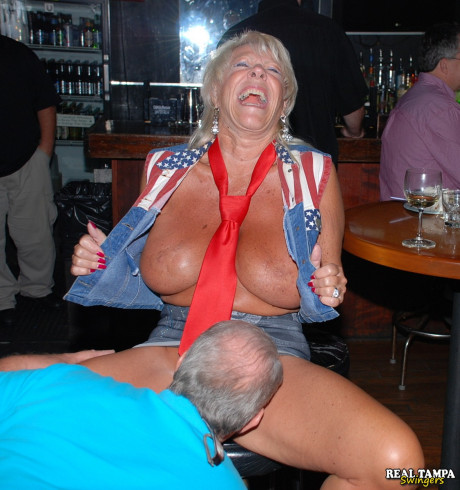 Horny MILF Double Dee and busty matures show their humongous bums at a party - #23204