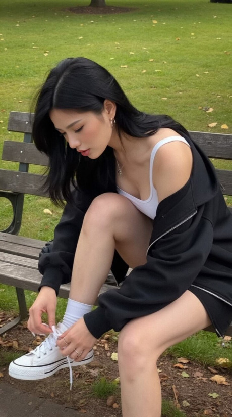 Raven-haired asian OnlyFans schoolgirl Lil hottie Raee poses in a solo - #288138