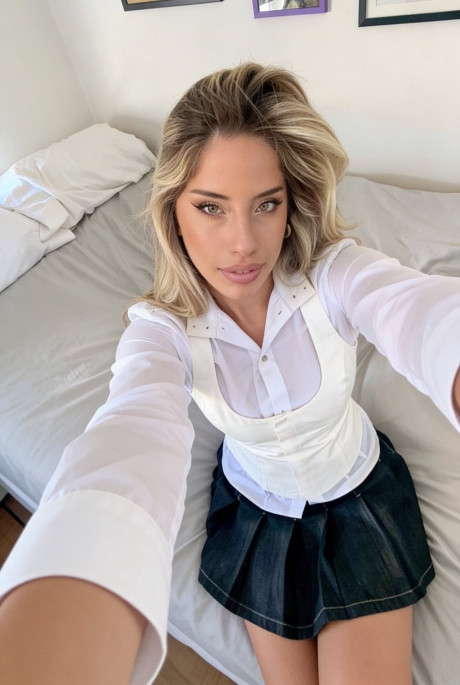 Hot blonde takes self shots while wearing a variety of outfits - #318517
