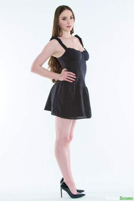 Attractive brunette Hazel Moore likes a big black rod as her cuckold watches #14881