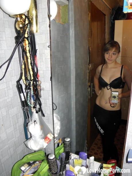 Hot teenie with natural titties undresses and takes attractive homemade selfies - #317267