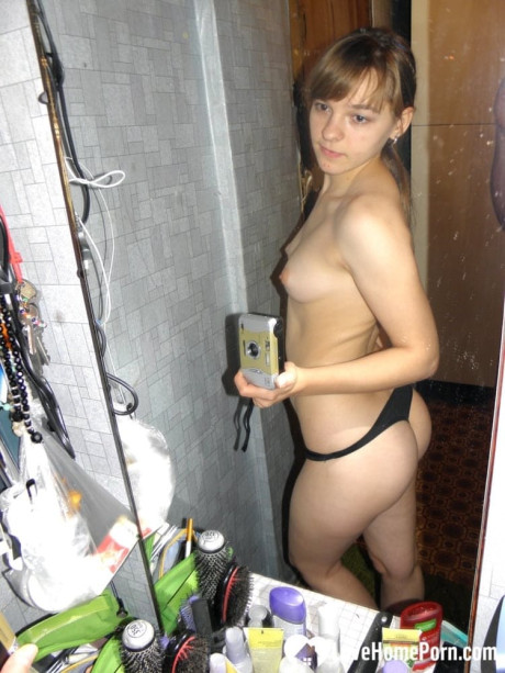 Hot teenie with natural titties undresses and takes attractive homemade selfies - #317271