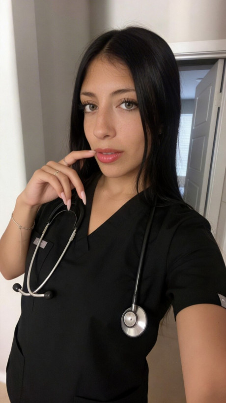 Brunette amateur takes selfie shots in a number of different outfits - #284749