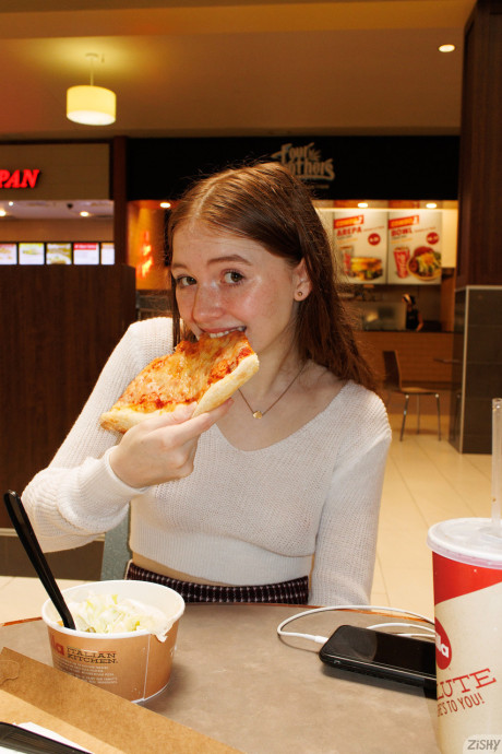 Pretty babe Myra Glasford flashes her butt and boobies before stripping in a car - #263333