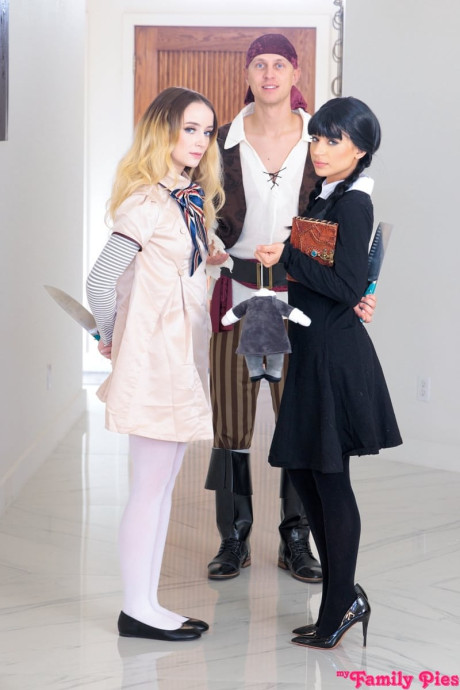 Aria Valencia & Maria Kazi have a swingers party in Halloween outfits - #306491