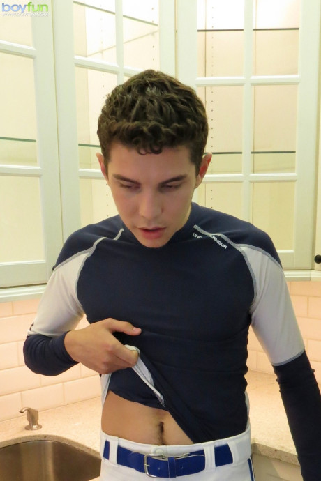 Hot twink Scott Walters unveils his small meat in a galley striptease - #288868