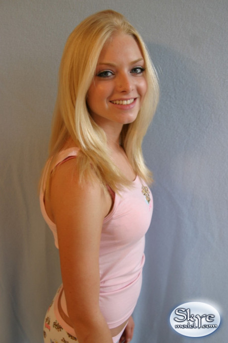 Hot blonde amateur Skye Model flaunts her tight young body in cotton undies - #301348