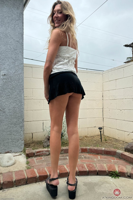 Blondie slut woman Addison Vodka ditches strappy heels before touching her snatch - #314845