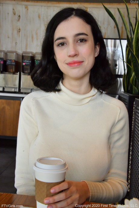 Stunning babe Giulia strips to her underwear before revealing her amazing boobies - #250235