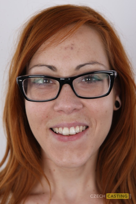 Tattooed ginger head removes her dress to pose undressed with her glasses on - #301141