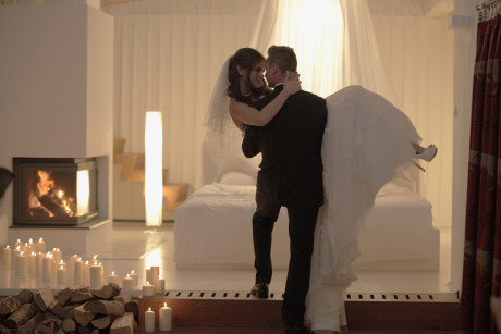 Hot young teen bride lick her new husbands schlong and fucks cowgirl on wedding night - #290193