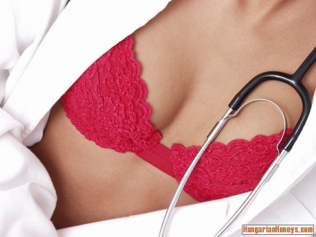 Hot nurse Eva Roberts strips to her stethoscope while working on her studies - #283876