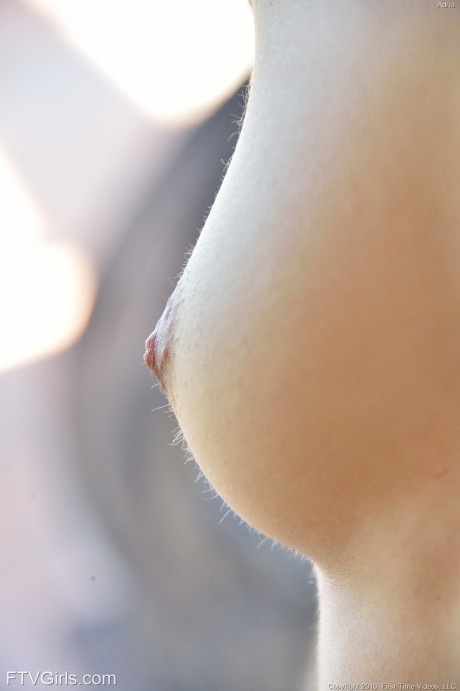 Thin babe Adria toys her shaved pussy using a veggie and a dildo as well - #289788