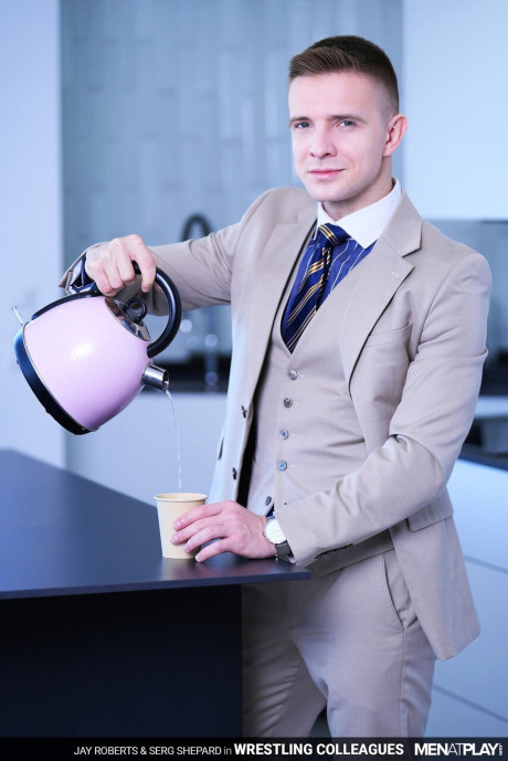 Young young gay Serg Shepard wanks while having office sex with his boss - #271242