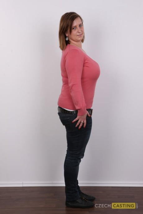 Thick mature amateur gets completely undressed in front of a white wall - #321569