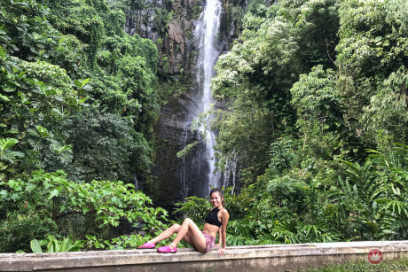Teenie Vina Sky exposes her small boobs and spreads her cunt in exotic locations - #307997