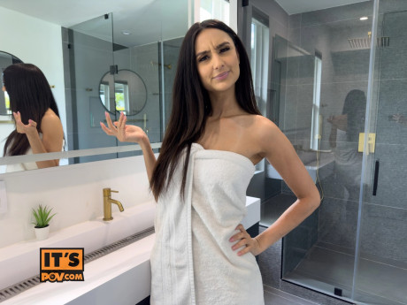 Charming GF Eliza Ibarra gives a footjob & blowjob before fucking in POV - #48299