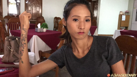 Oriental babe Piano shows her creampied twat after POV hardcore sex