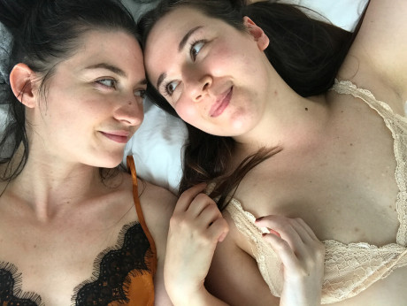 Sweet teens Domino and Leah undress and taste each other's pussy on a bed - #293848
