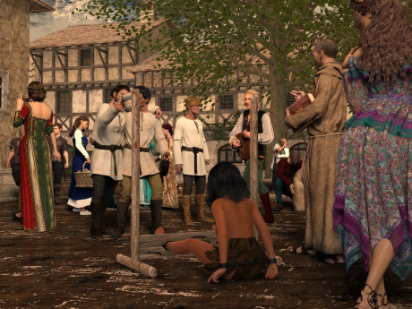 Giant amateur witch posing bound and topless in the dungeon - #251866